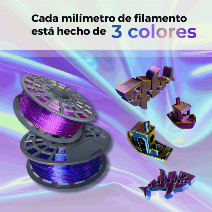 SILK Tri LAMBO GST PLA Filamento 3D 1.75 1KG Tricolor - Imagen 4