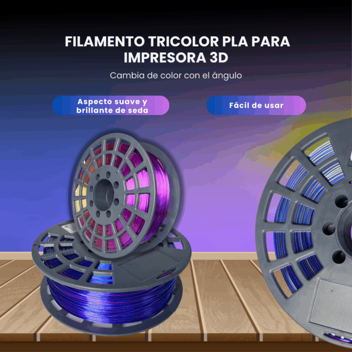 SILK Tri LAMBO GST PLA Filamento 3D 1.75 1KG Tricolor - Imagen 5